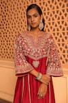 Sheetal Batra_Red Chauga Kurta Silk Chanderi Embroidery Floral Aiman A-line With Salwar _at_Aza_Fashions