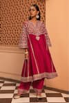 Buy_Sheetal Batra_Pink Chauga Kurta Silk Chanderi Embroidery Floral Aiman A-line With Salwar _at_Aza_Fashions