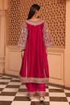 Shop_Sheetal Batra_Pink Chauga Kurta Silk Chanderi Embroidery Floral Aiman A-line With Salwar _at_Aza_Fashions