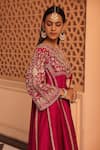 Buy_Sheetal Batra_Pink Chauga Kurta Silk Chanderi Embroidery Floral Aiman A-line With Salwar _Online_at_Aza_Fashions