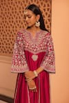 Shop_Sheetal Batra_Pink Chauga Kurta Silk Chanderi Embroidery Floral Aiman A-line With Salwar _Online_at_Aza_Fashions