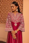 Sheetal Batra_Pink Chauga Kurta Silk Chanderi Embroidery Floral Aiman A-line Salwar Set _at_Aza_Fashions