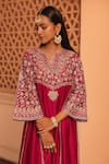 Shop_Sheetal Batra_Pink Chauga Kurta And Dupatta  Silk Chanderi Aiman Kashmiri Tilla Salwar Set _Online_at_Aza_Fashions