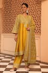 Sheetal Batra_Yellow Chauga Kurta Silk Chanderi Aiman Kashmiri Tilla With Salwar _Online_at_Aza_Fashions