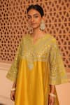 Buy_Sheetal Batra_Yellow Chauga Kurta Silk Chanderi Aiman Kashmiri Tilla With Salwar 