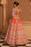 Shop_Sheetal Batra_Orange Lehenga And Blouse Raw Silk Embroidery Faizah Floral Bridal Set _at_Aza_Fashions