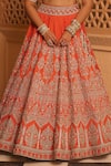 Sheetal Batra_Orange Lehenga And Blouse Raw Silk Embroidery Faizah Floral Bridal Set _Online_at_Aza_Fashions