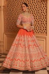 Sheetal Batra_Orange Lehenga And Blouse Raw Silk Embroidery Faizah Floral Bridal Set _at_Aza_Fashions