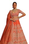 Shop_Sheetal Batra_Orange Lehenga And Blouse Raw Silk Embroidery Faizah Floral Bridal Set 