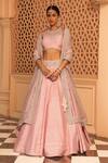 Buy_Sheetal Batra_Pink Lehenga And Blouse Raw Silk Embroidery Kirandori Halter Neck Humeyra Set _at_Aza_Fashions