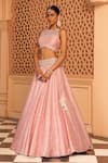 Sheetal Batra_Pink Lehenga And Blouse Raw Silk Embroidery Kirandori Halter Neck Humeyra Set _at_Aza_Fashions