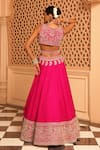 Shop_Sheetal Batra_Pink Lehenga And Blouse Raw Silk Embroidery Kirandori V Neck Ilma Paisley Set _at_Aza_Fashions