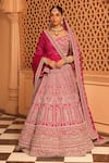 Buy_Sheetal Batra_Pink Lehenga And Blouse Raw Silk Embroidery Paisley Inaya Floral Bridal Set _at_Aza_Fashions