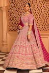 Sheetal Batra_Pink Lehenga And Blouse Raw Silk Embroidery Paisley Inaya Floral Bridal Set _Online_at_Aza_Fashions