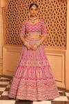 Buy_Sheetal Batra_Pink Lehenga And Blouse Raw Silk Embroidery Paisley Inaya Floral Bridal Set _Online_at_Aza_Fashions