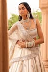 Buy_Sheetal Batra_Ivory Lehenga And Blouse Raw Silk Embroidery Paisley Iqra Kirandori Bridal Set _Online_at_Aza_Fashions