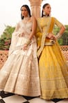 Shop_Sheetal Batra_Ivory Lehenga And Blouse Raw Silk Embroidery Paisley Iqra Kirandori Bridal Set 