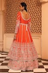 Shop_Sheetal Batra_Orange Anarkali And Lehenga - Raw Silk Embroidery Paisley Scoop Mariyah & Set _at_Aza_Fashions