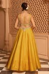 Shop_Sheetal Batra_Yellow Lehenga And Blouse Raw Silk Embroidery Kirandori Mazhum Floral & Set _at_Aza_Fashions