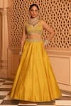 Sheetal Batra_Yellow Lehenga And Blouse Raw Silk Embroidery Kirandori Mazhum Floral & Set _at_Aza_Fashions