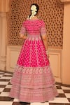 Shop_Sheetal Batra_Pink Anarkali And Lehenga - Raw Silk Embroidery Naila Floral Butti Bridal Set _at_Aza_Fashions