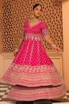 Sheetal Batra_Pink Anarkali And Lehenga - Raw Silk Embroidery Naila Floral Butti Bridal Set _at_Aza_Fashions