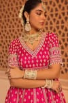 Buy_Sheetal Batra_Pink Anarkali And Lehenga - Raw Silk Embroidery Naila Floral Butti Bridal Set 