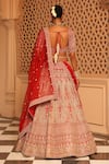 Shop_Sheetal Batra_Red Lehenga And Blouse Raw Silk Embroidery Kirandori Nazreen Paisley Bridal Set _at_Aza_Fashions