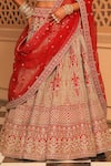 Sheetal Batra_Red Lehenga And Blouse Raw Silk Embroidery Kirandori Nazreen Paisley Bridal Set _Online_at_Aza_Fashions