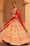 Buy_Sheetal Batra_Red Lehenga And Blouse Raw Silk Embroidery Kirandori Nazreen Paisley Bridal Set 