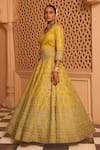 Buy_Sheetal Batra_Yellow Lehenga And Blouse Raw Silk Embroidery Noorali Floral Butti Bridal Set _Online_at_Aza_Fashions