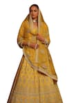 Shop_Sheetal Batra_Yellow Lehenga And Blouse Raw Silk Embroidery Noorali Floral Butti Bridal Set 