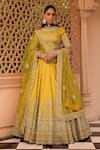 Buy_Sheetal Batra_Yellow Lehenga And Blouse Raw Silk Embroidery Kirandori Uzma Butti Bridal Set _at_Aza_Fashions