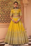 Sheetal Batra_Yellow Lehenga And Blouse Raw Silk Embroidery Kirandori Uzma Butti Bridal Set _Online_at_Aza_Fashions