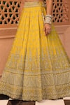 Sheetal Batra_Yellow Lehenga And Blouse Raw Silk Embroidery Kirandori Uzma Butti Bridal Set _at_Aza_Fashions