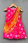 Buy_Label Neeti_Pink Muslin Tie-dye Attached Dupatta Dress _at_Aza_Fashions