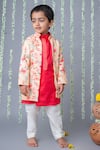 Buy_Label Neeti_Pink Cotton Printed Floral Jacket Kurta Set _at_Aza_Fashions