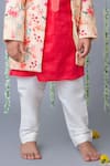 Shop_Label Neeti_Pink Cotton Printed Floral Jacket Kurta Set _Online_at_Aza_Fashions