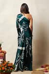 Shop_Vedika M_Green Satin Printed Abstract One Shoulder Asymmetric Corset Dress _at_Aza_Fashions