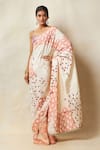 Buy_Vedika M_Pink Silk Printed Tie Dye Sweetheart Pre-draped Saree With Blouse _at_Aza_Fashions