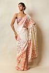 Vedika M_Pink Silk Printed Tie Dye Sweetheart Pre-draped Saree With Blouse _Online_at_Aza_Fashions