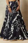 Vedika M_Black Silk Printed Abstract Round Bandhani Blouse And Lehenga Set _Online_at_Aza_Fashions