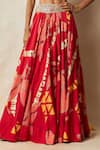 Buy_Vedika M_Red Silk Printed Abstract Bandhani Round Emboidered Blouse And Lehenga Set _Online_at_Aza_Fashions