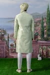 Shop_House of KOA_Green Sherwani Raw Silk Embroidery Zardozi Set _at_Aza_Fashions