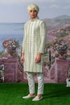 House of KOA_Green Sherwani Raw Silk Embroidery Zardozi Set _Online_at_Aza_Fashions