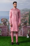 Buy_House of KOA_Pink Silk Embroidery Zardozi Rowan Kurta Set _at_Aza_Fashions