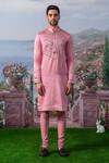 Shop_House of KOA_Pink Silk Embroidery Zardozi Rowan Kurta Set _at_Aza_Fashions