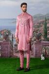 House of KOA_Pink Silk Embroidery Zardozi Rowan Kurta Set _Online_at_Aza_Fashions