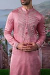 Shop_House of KOA_Pink Silk Embroidery Zardozi Rowan Kurta Set _Online_at_Aza_Fashions