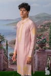 House of KOA_Pink Kurta Chanderi Silk Embroidery Thread Espen Zardozi Set _Online_at_Aza_Fashions